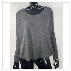 We The Free Charcoal Ribbed Waffle Dolmen Sleeve Top Sz S Cotton Polyester